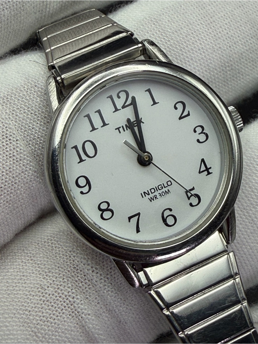 Vintage Timex Easy Reader Indiglo Watch Silver Expansion Band WR30 - New Battery